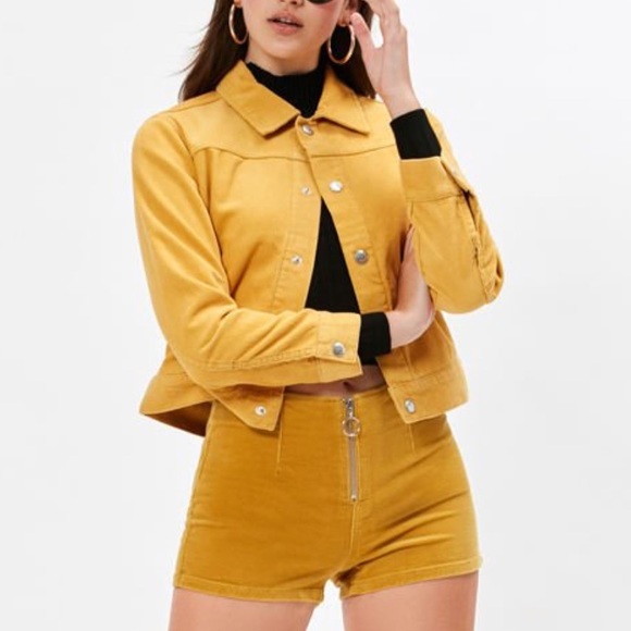Dijon Corduroy Cropped Trucker Jacket 